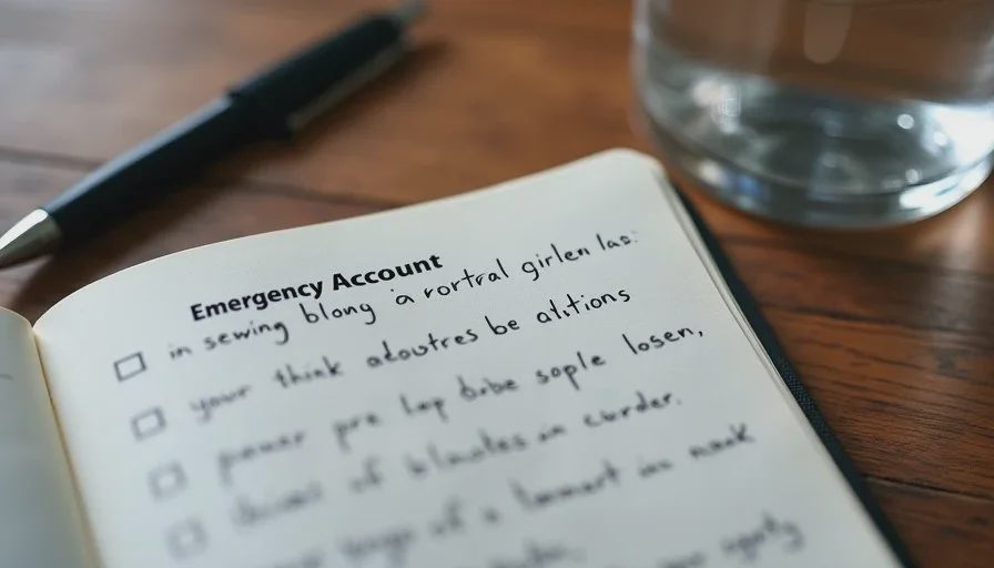 Building the prioritized emergency account list by hand Open notebook showing a handwritten family emergency account list with prioritized sections