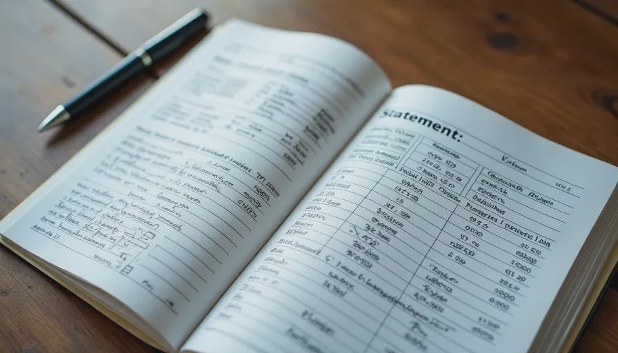 Printed bank statements and a notebook with handwritten notes used during a household subscription audit