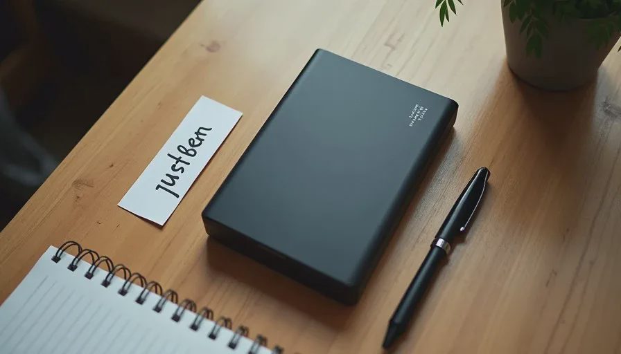 Off-site encrypted drive for the third backup copy Encrypted external hard drive and notebook on a wooden table prepared as the off-site family backup copy