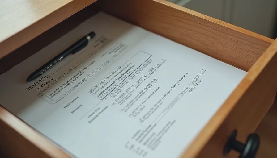 Offline recovery plan kept with the family password manager Handwritten recovery sheet and sealed envelope stored in a kitchen drawer for family password manager access